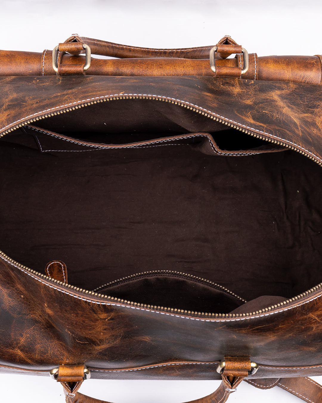 Leather Duffle Bag with Shoe Compartment