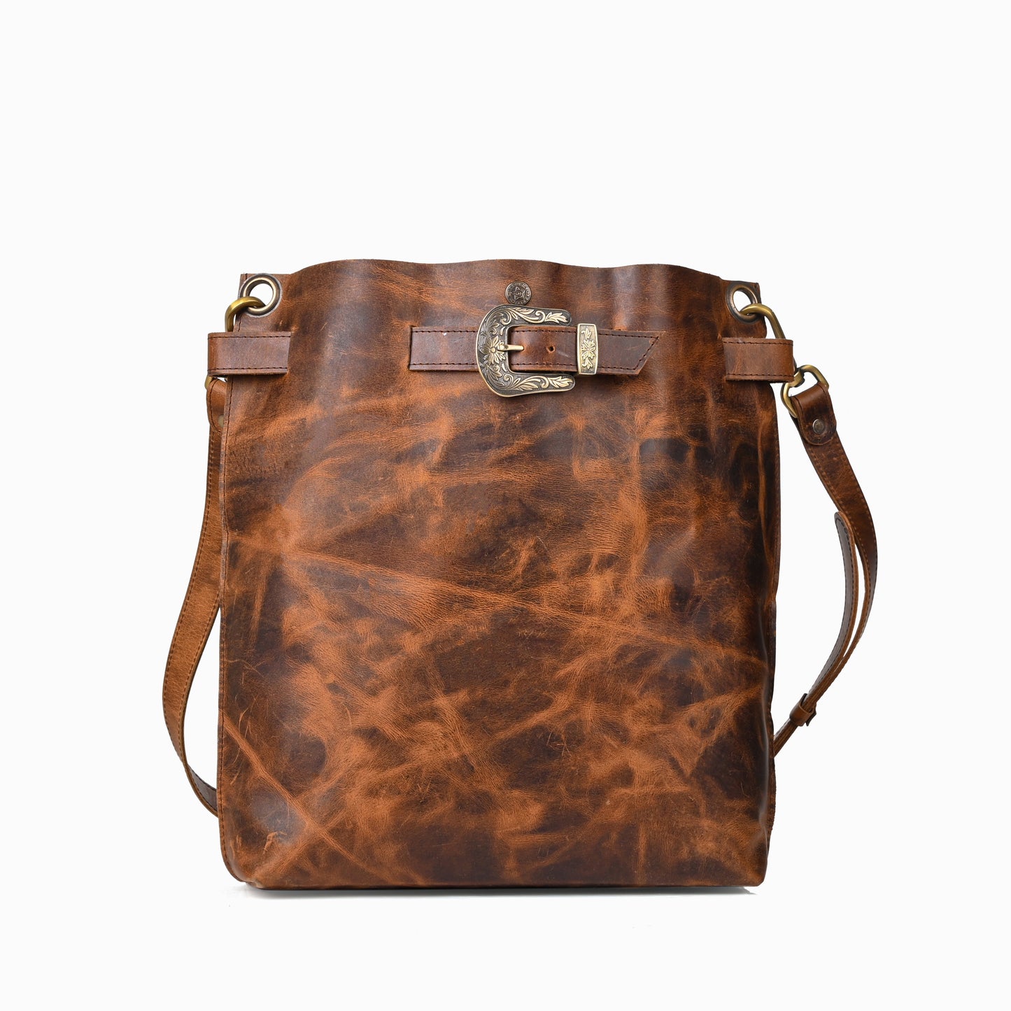 Leather Laptop Backpack cum Tote with Buckle