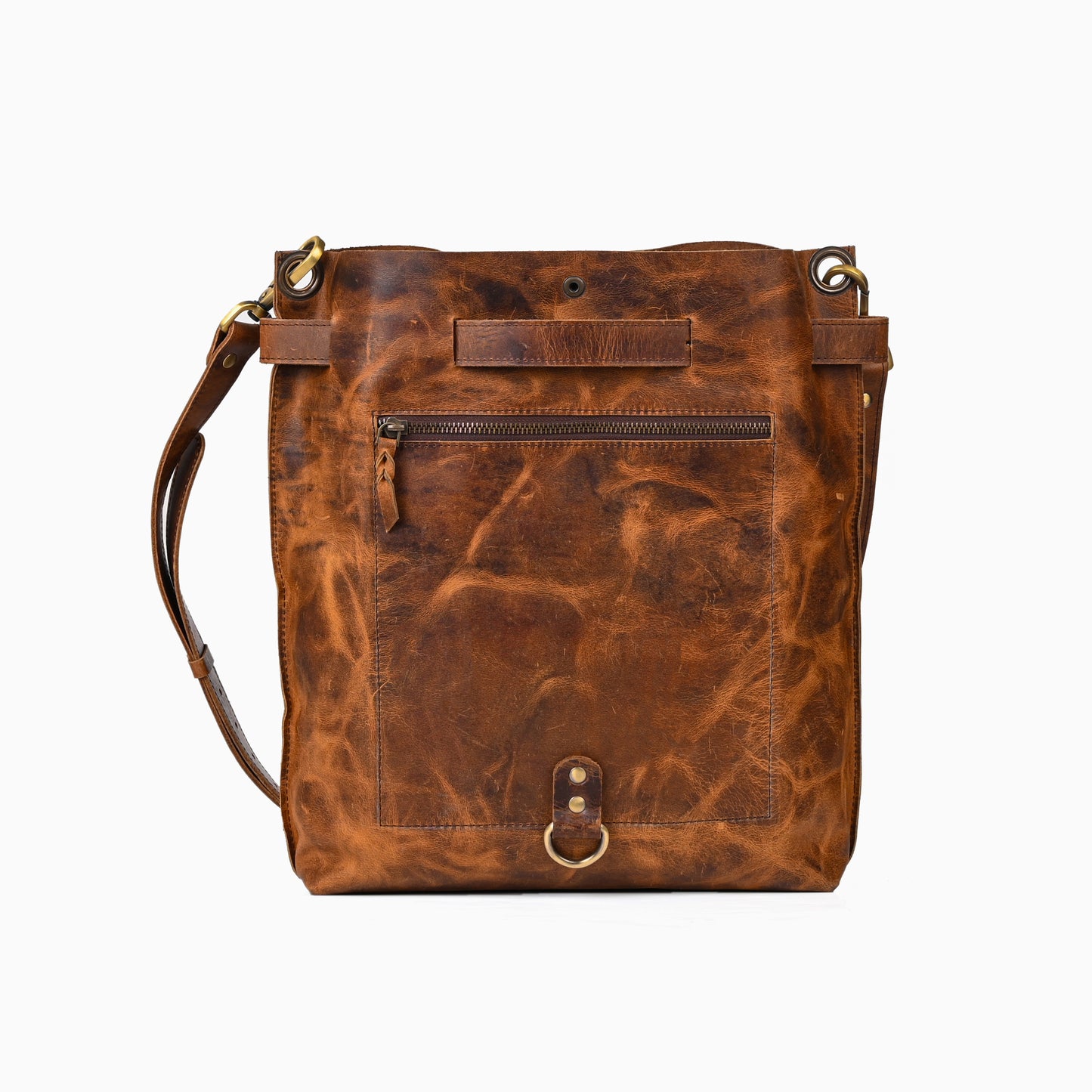 Leather Laptop Backpack cum Tote with Buckle