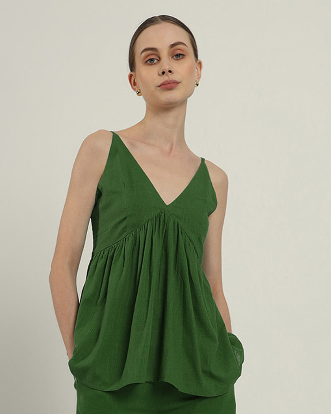 Weekend Update Gathered Emerald Top (Without Bottoms)