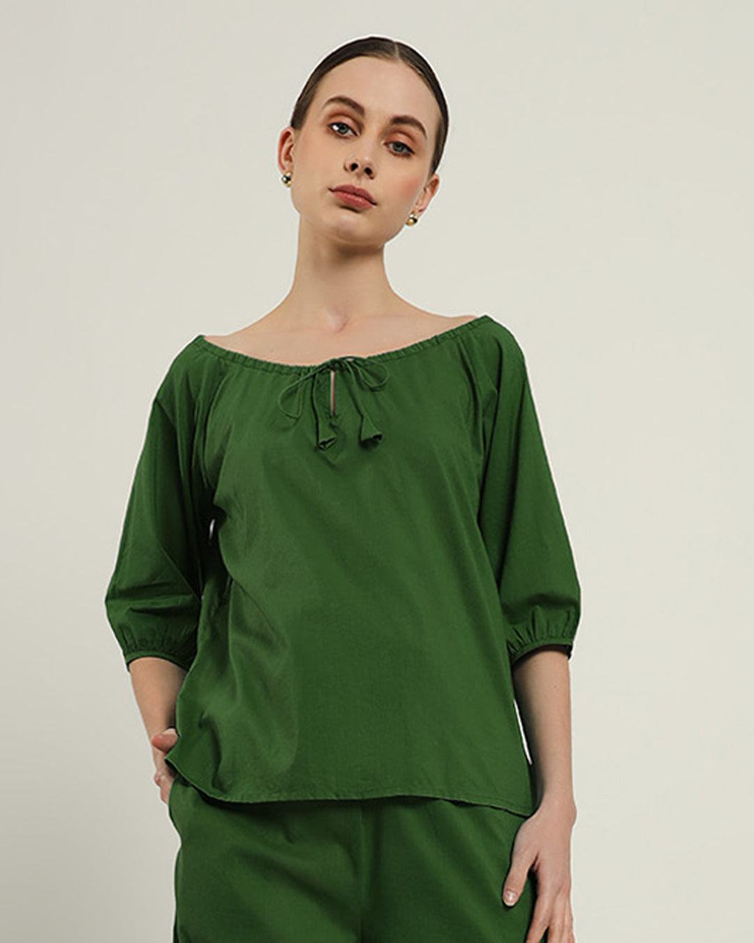 Effortless BowtNeck Emerald Top (Without Bottoms)