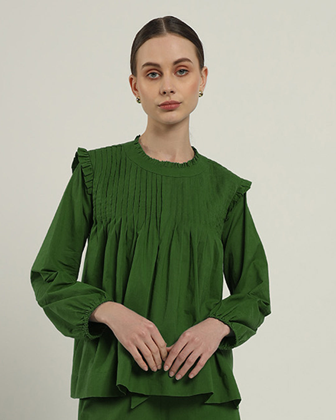 Sleek Peplum Duo Emerald Top (Without Bottoms)