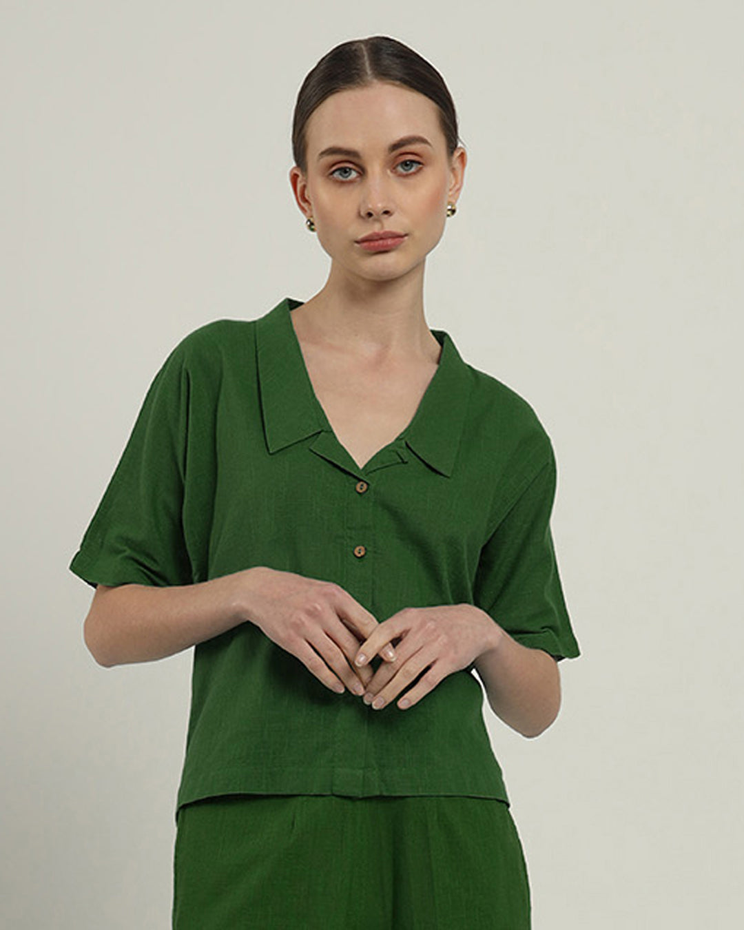 Feeling Easy Collar Neck Emerald Top (Without Bottoms)