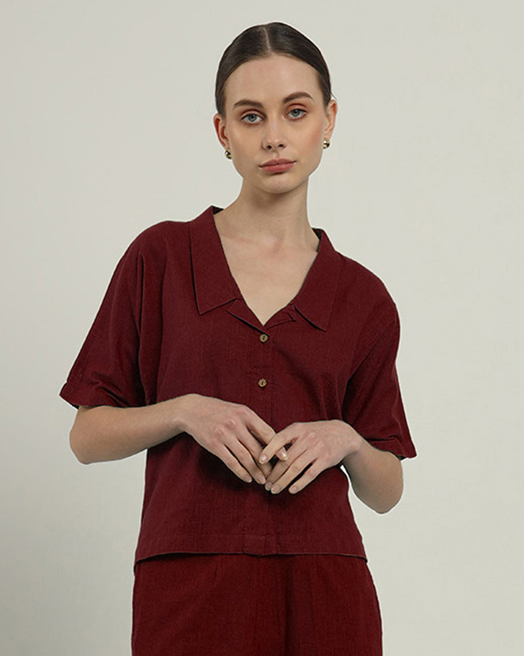 Feeling Easy Collar Neck Rouge Top (Without Bottoms)