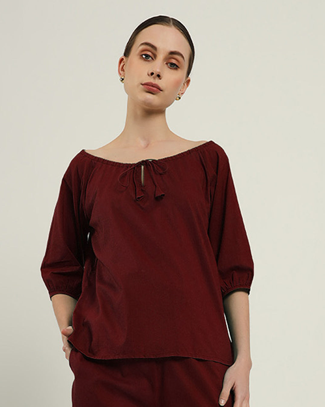 Effortless BowtNeck Rouge Top (Without Bottoms)