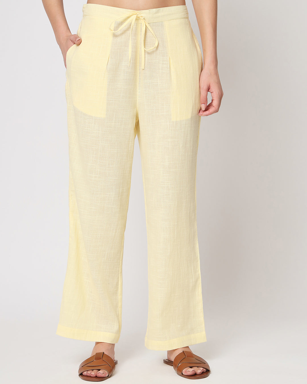 Combo: Airy Lemon & Classic Red Straight Pants- Set of 2