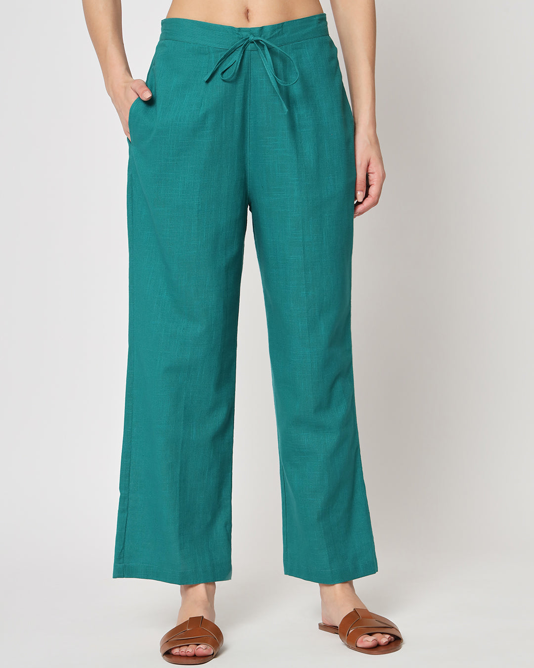 Combo: Airy Lemon & Forest Green Straight Pants- Set of 2