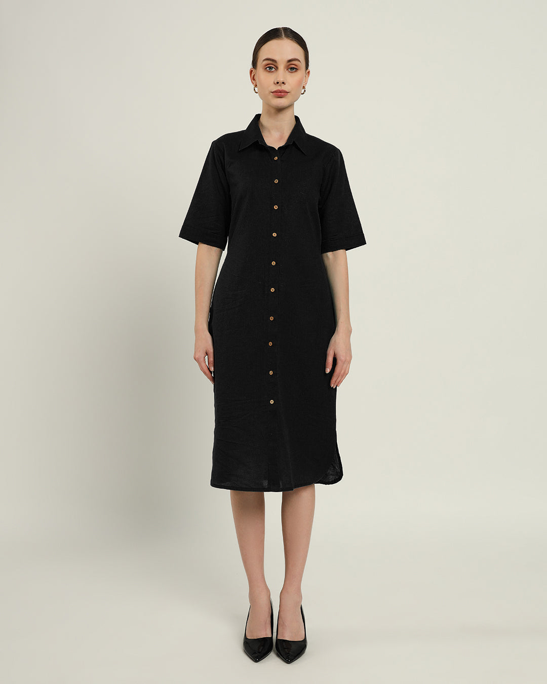 The Tampa Daisy Noir Linen Dress