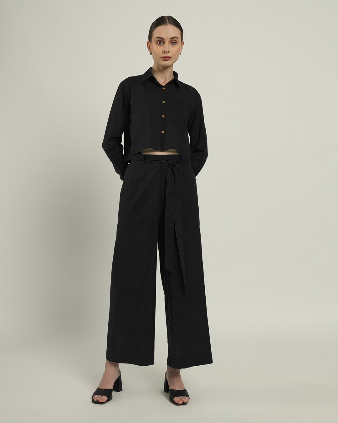 Pants Matching Set- Black Knot and Crop