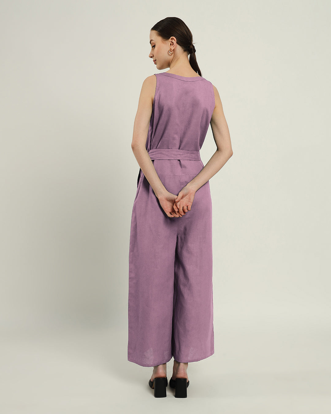 Purple Swirl Run The Show V Neck Button Down Jumpsuit