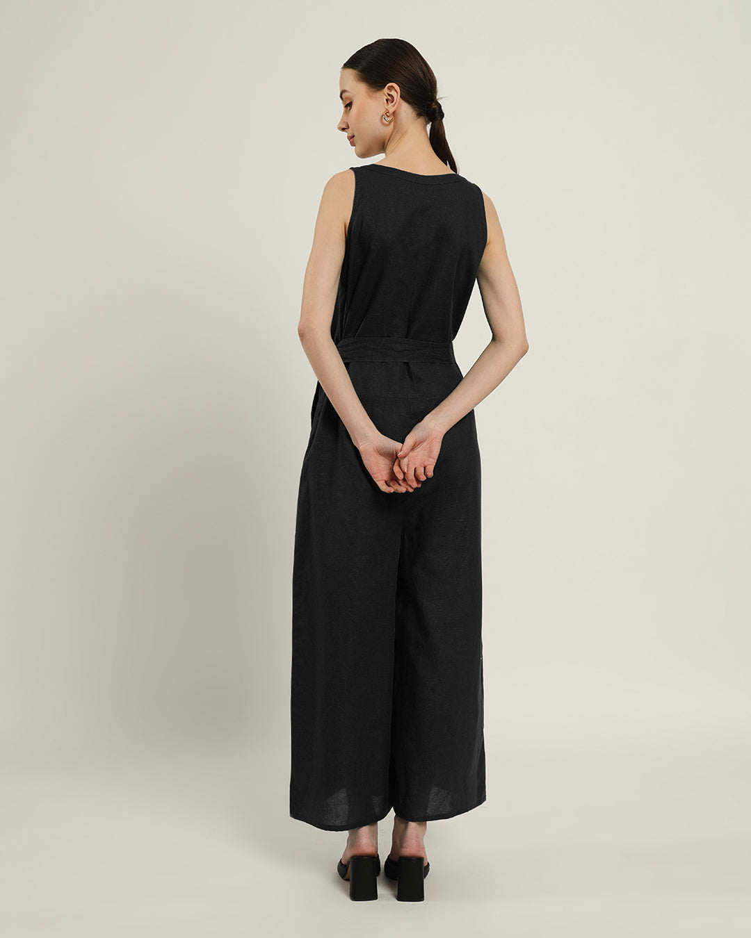 Noir Run The Show V Neck Button Down Jumpsuit