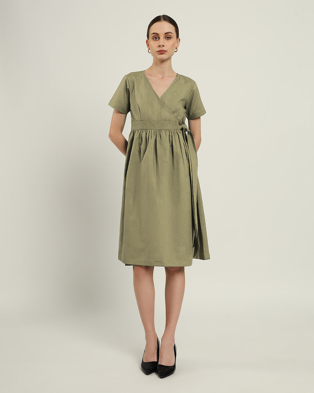 The Miyoshi Daisy Olive Linen Dress