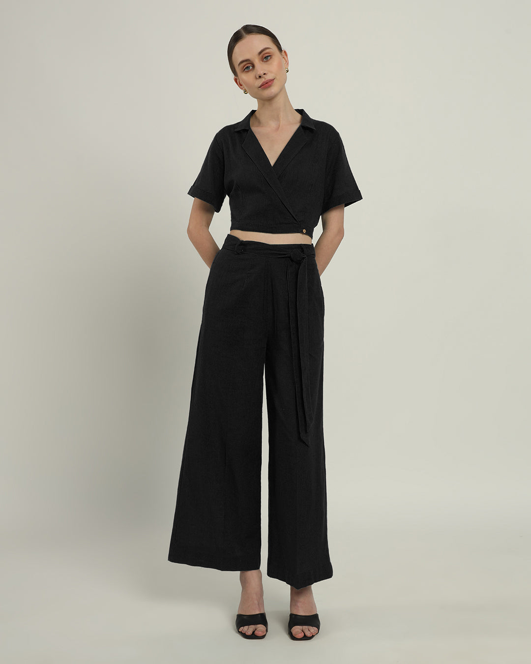 Pants Matching Set- Noir Lapel Collar