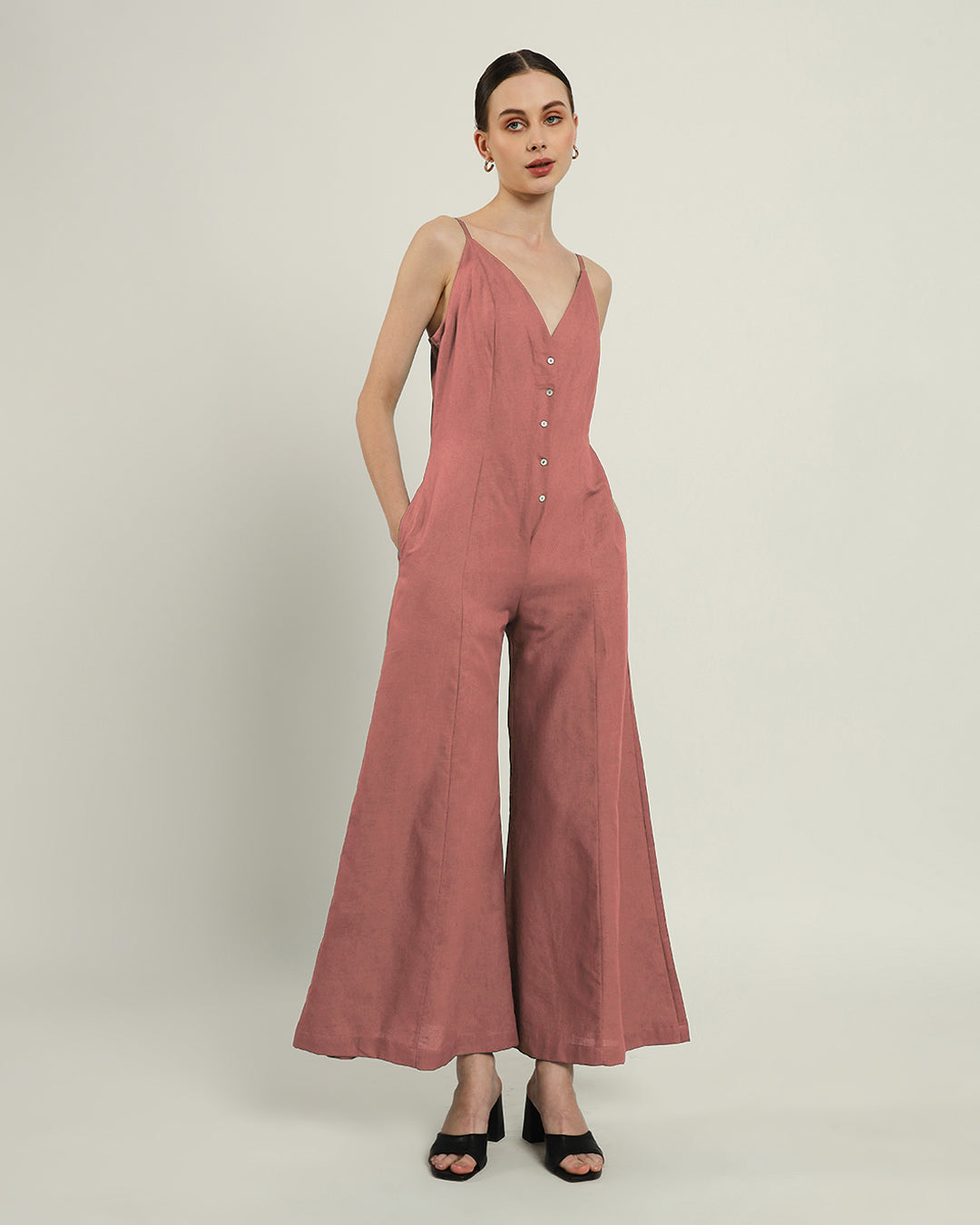 Ivory Pink Midday High Flared Jumpsuit