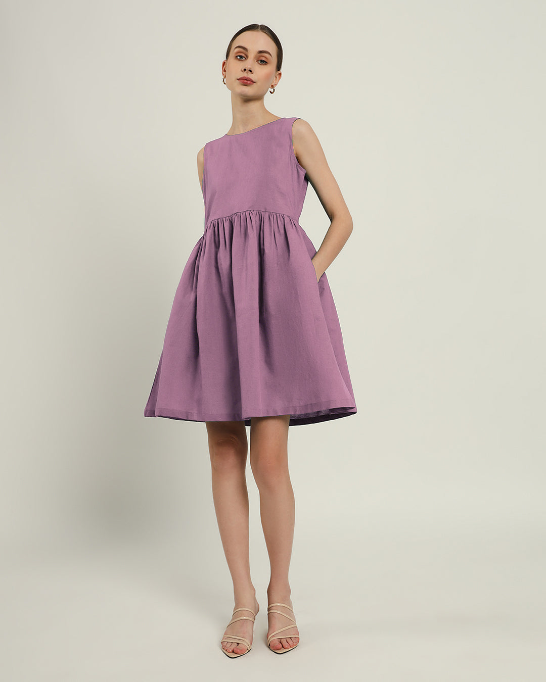 The Chania Purple Swirl Cotton Dress