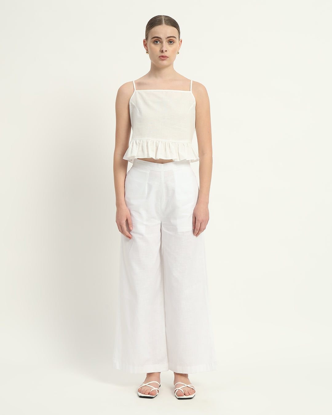 Pants Matching Set- White Linen Whimsical Willow