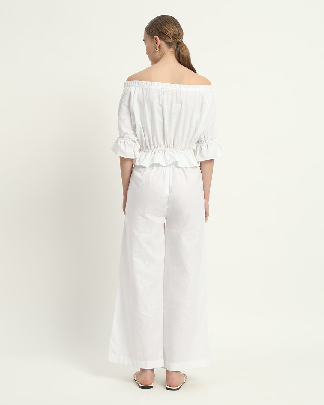 Pants Matching Set- White Linen Radiant Ruche