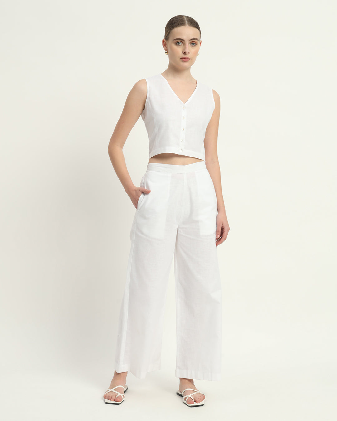 Pants Matching Set- White Viva La Verve Linen