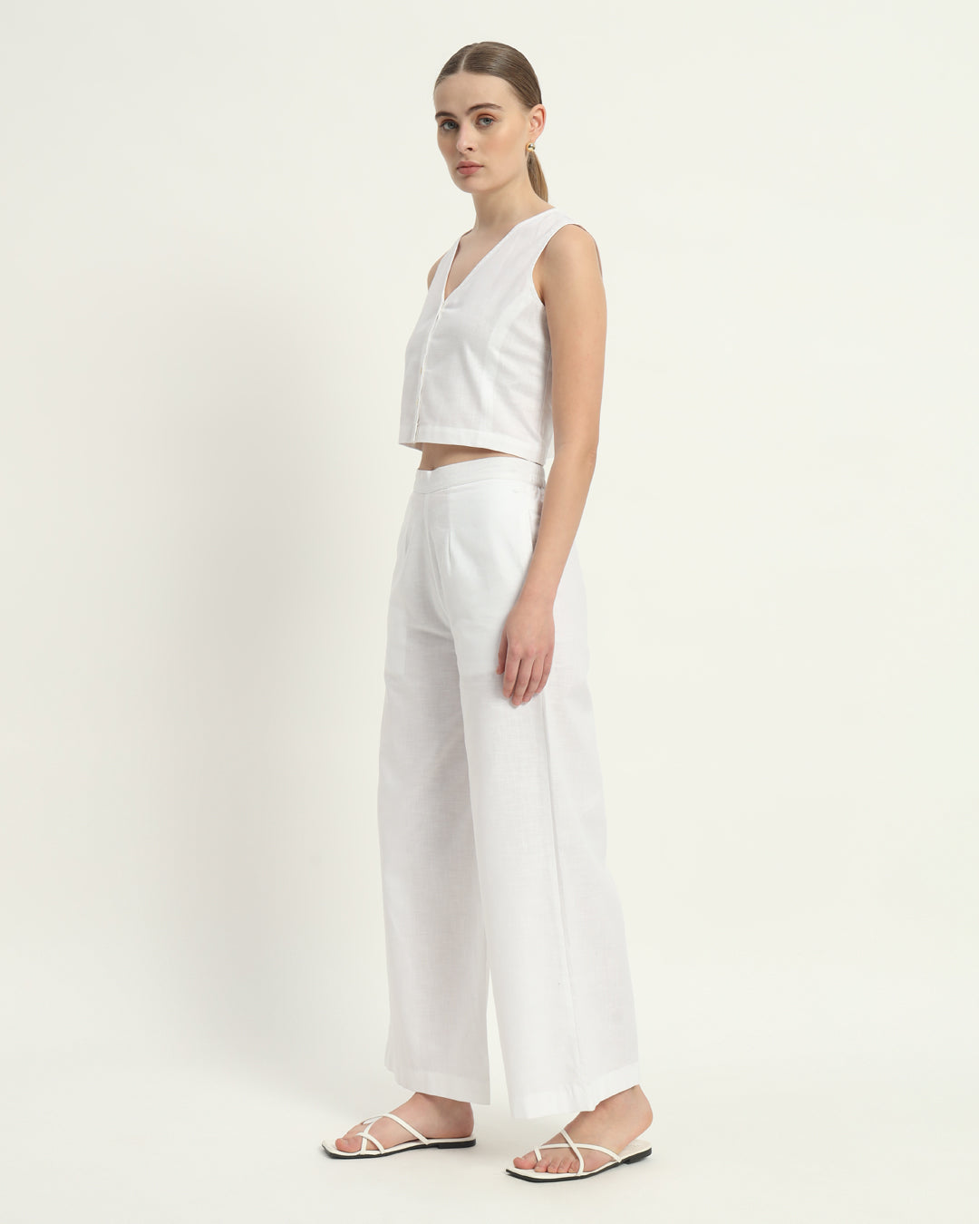 Pants Matching Set- White Viva La Verve Linen