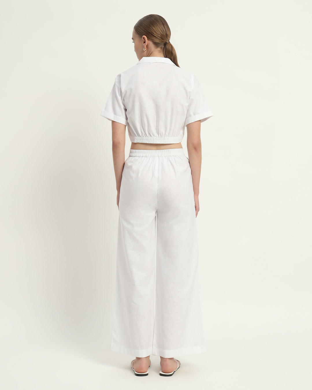 Pants Matching Set- White Lapel Collar