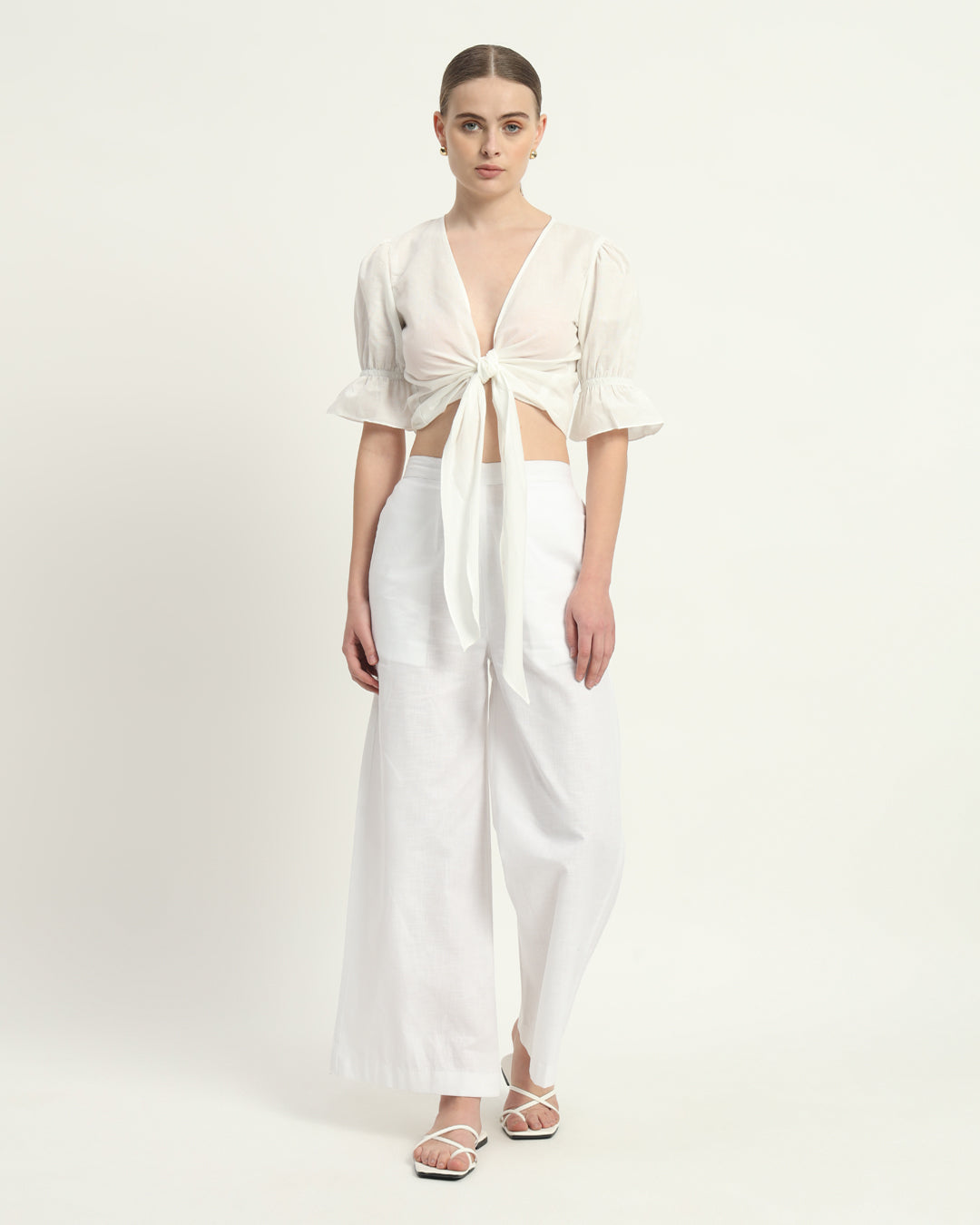 Pants Matching Set- White Bohemian Bliss Linen