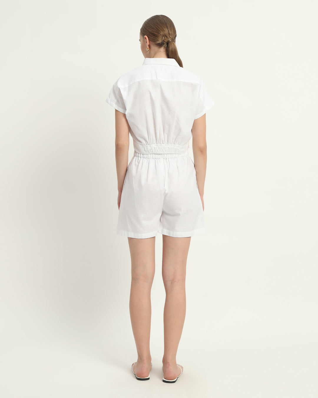 Shorts Matching Set- White Linen Chic Crop