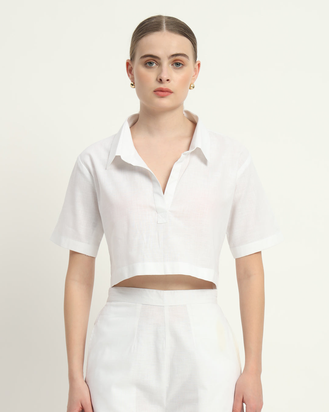 Shorts Matching Set-White Linen Cityscape