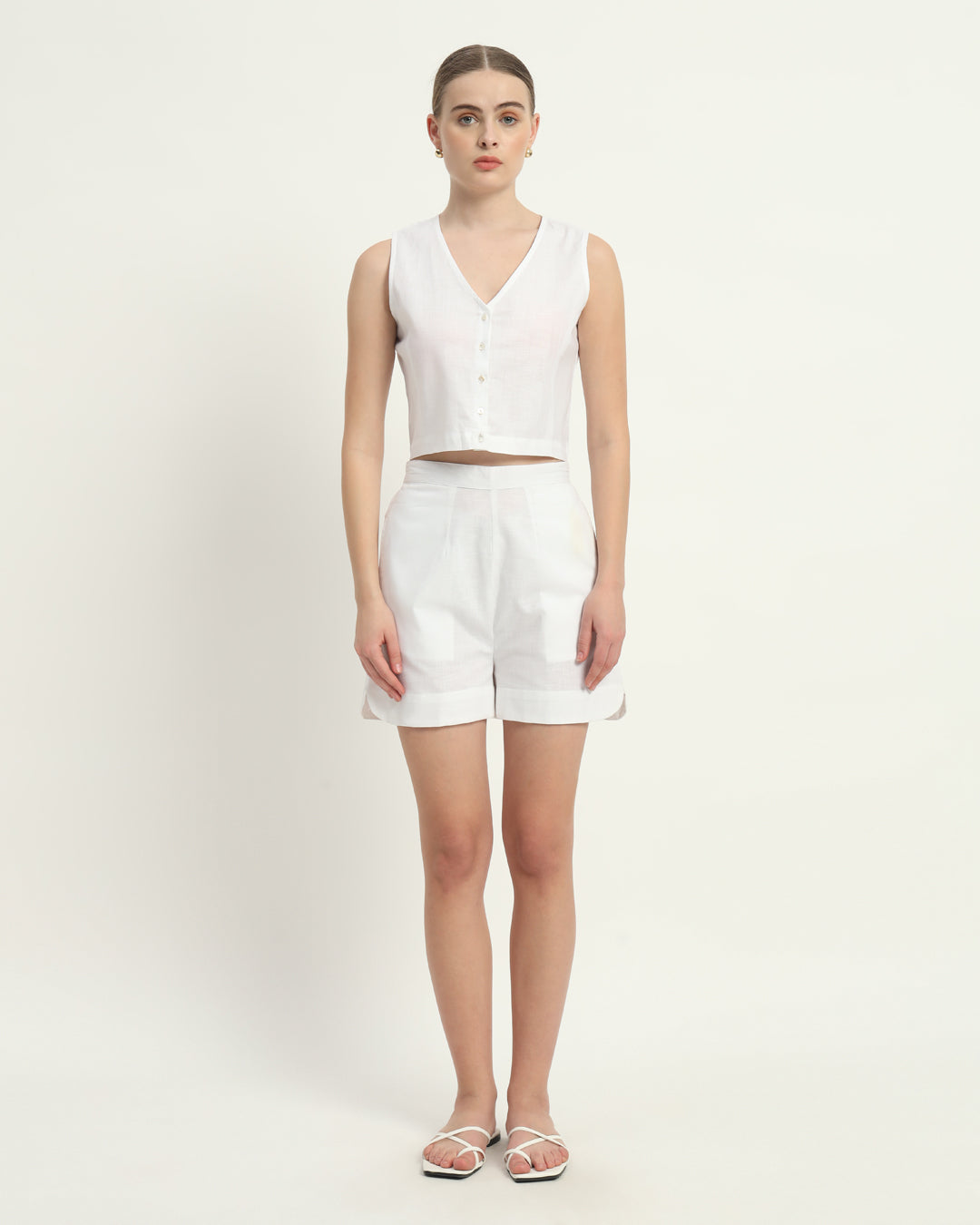 Shorts Matching Set- White Linen Viva La Verve