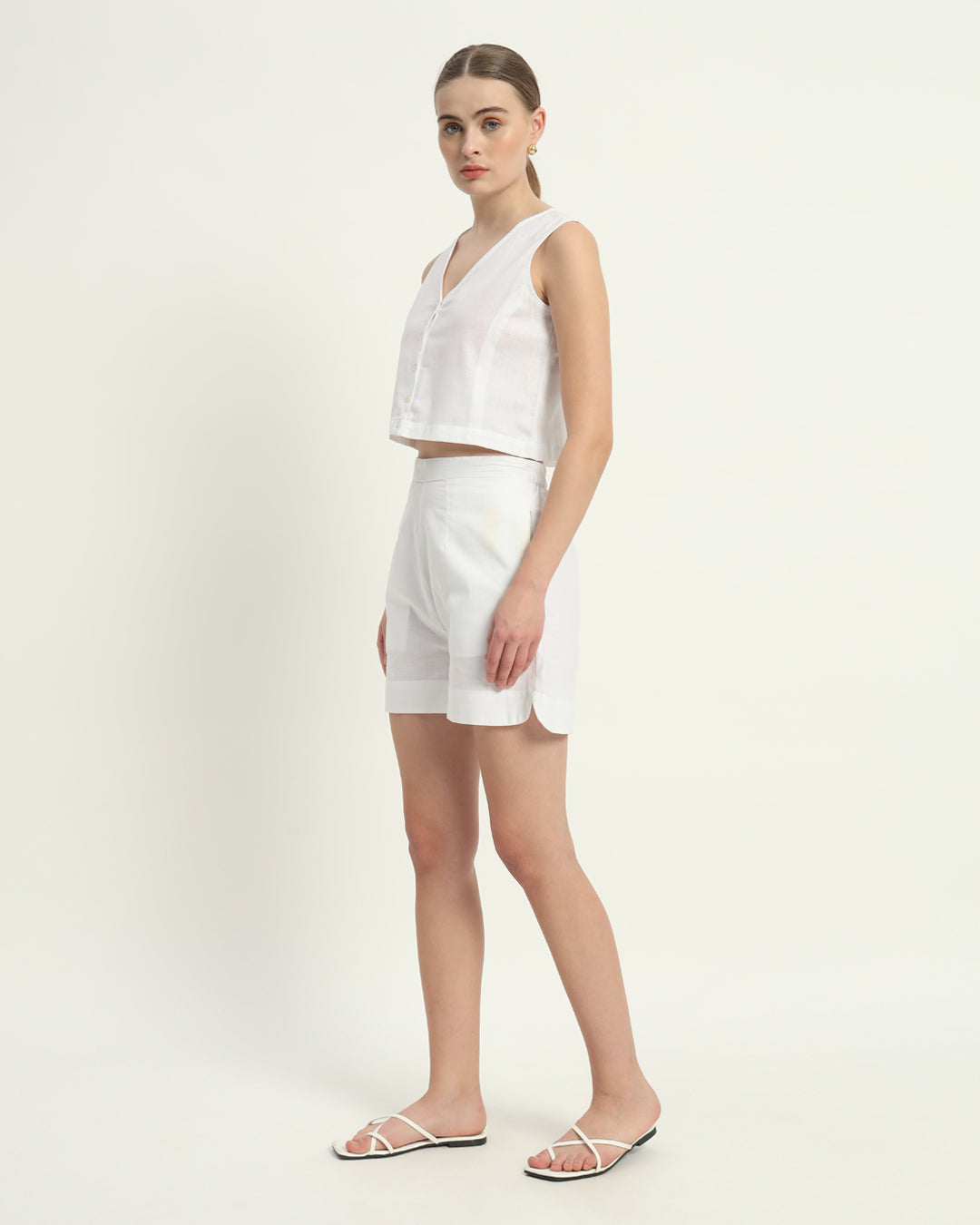 Shorts Matching Set- White Linen Viva La Verve