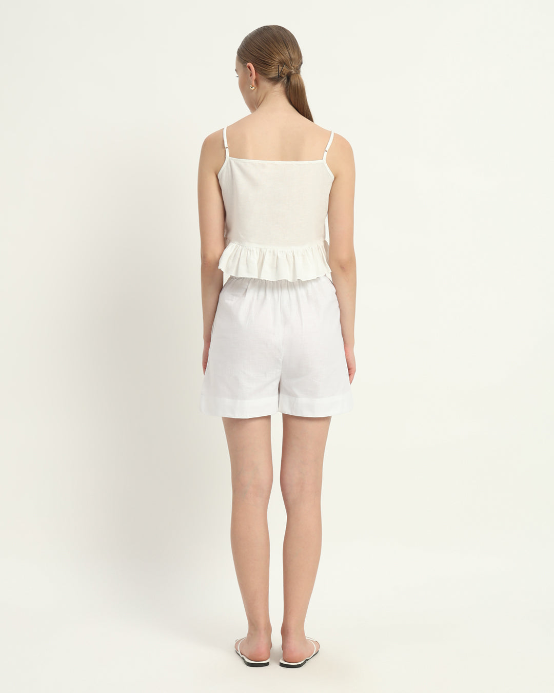 Shorts Matching Set- White Linen Whimsical Willow