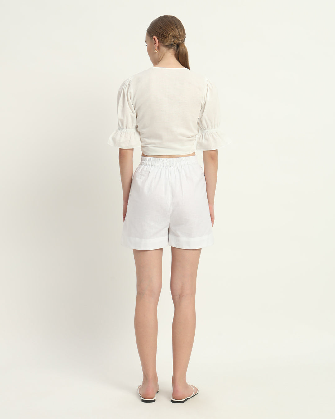 Shorts Matching Set-White Linen Bohemian Bliss