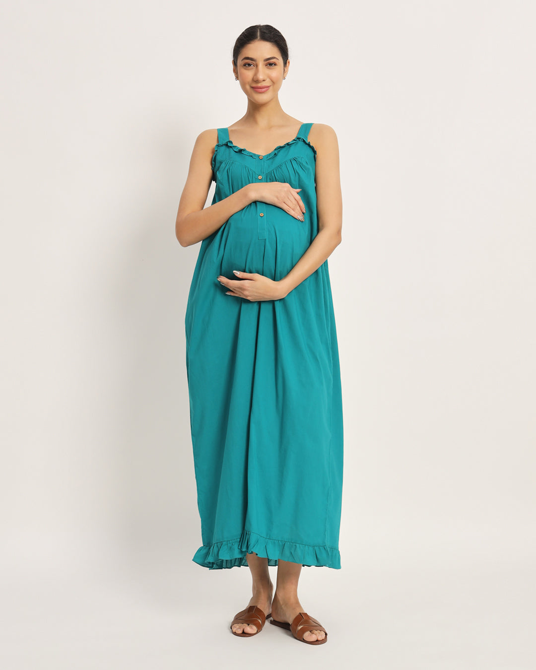 Green Gleam Preggo Pretty Maternity & Nursing Dress