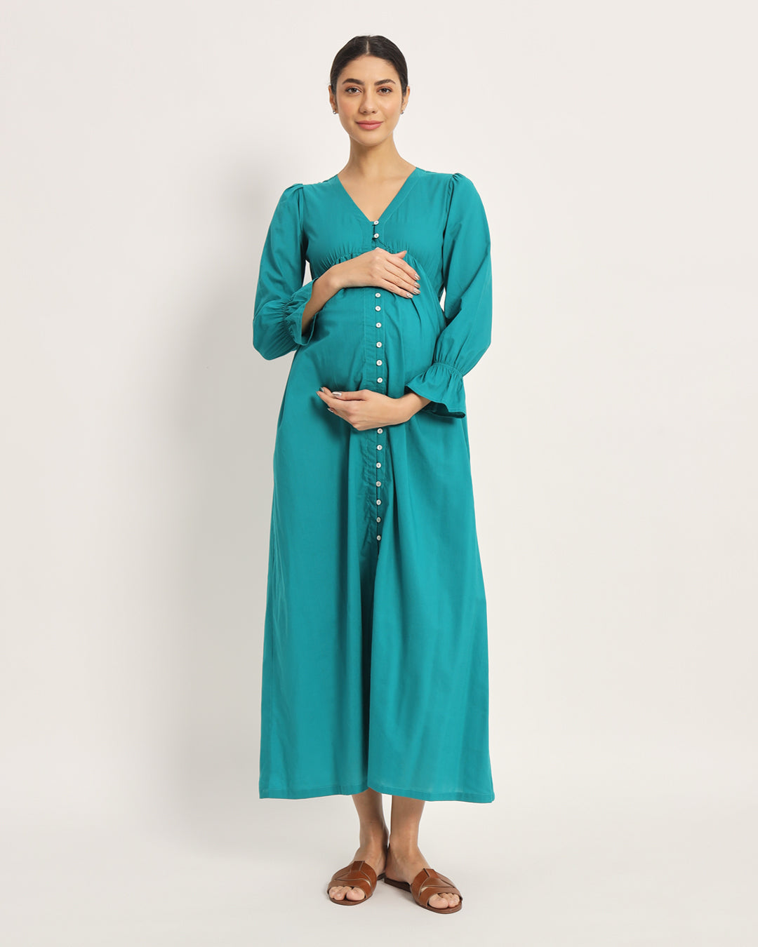 Green Gleam Glowing Bellies Maternity & Nursing Dress