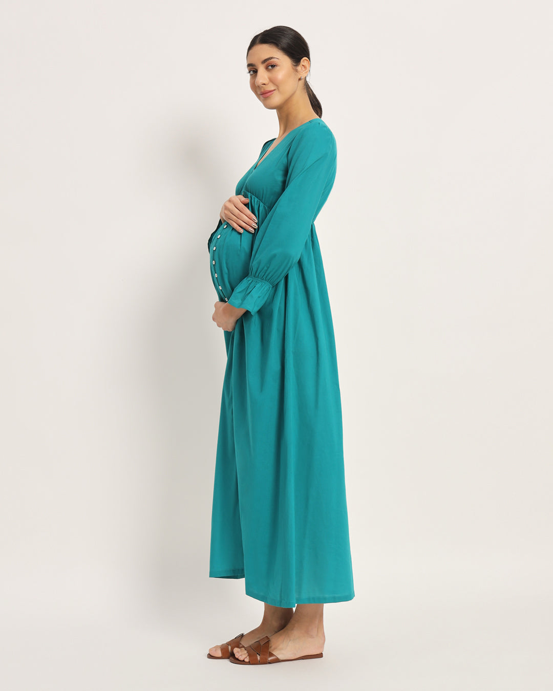 Green Gleam Glowing Bellies Maternity & Nursing Dress