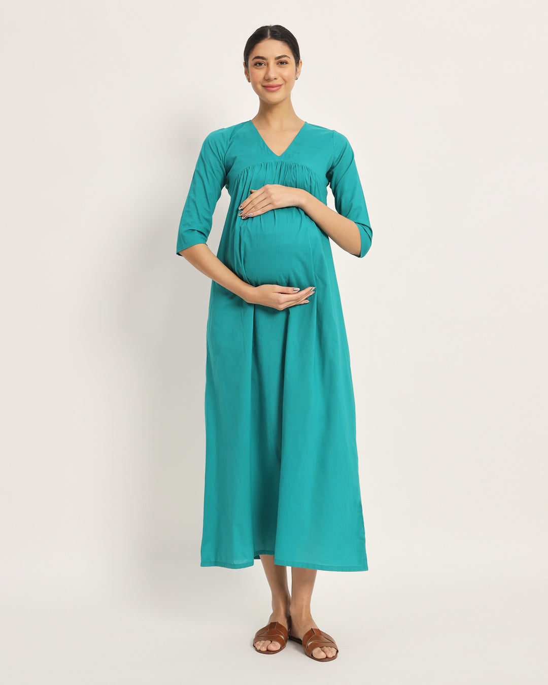 Green Gleam Bump Comfort Maternity & Nursing Dress