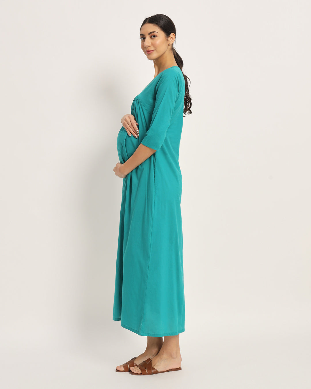 Green Gleam Bump Comfort Maternity & Nursing Dress