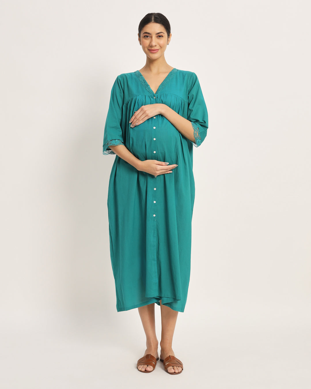 Green Gleam Preggo & Posh Maternity & Nursing Dress