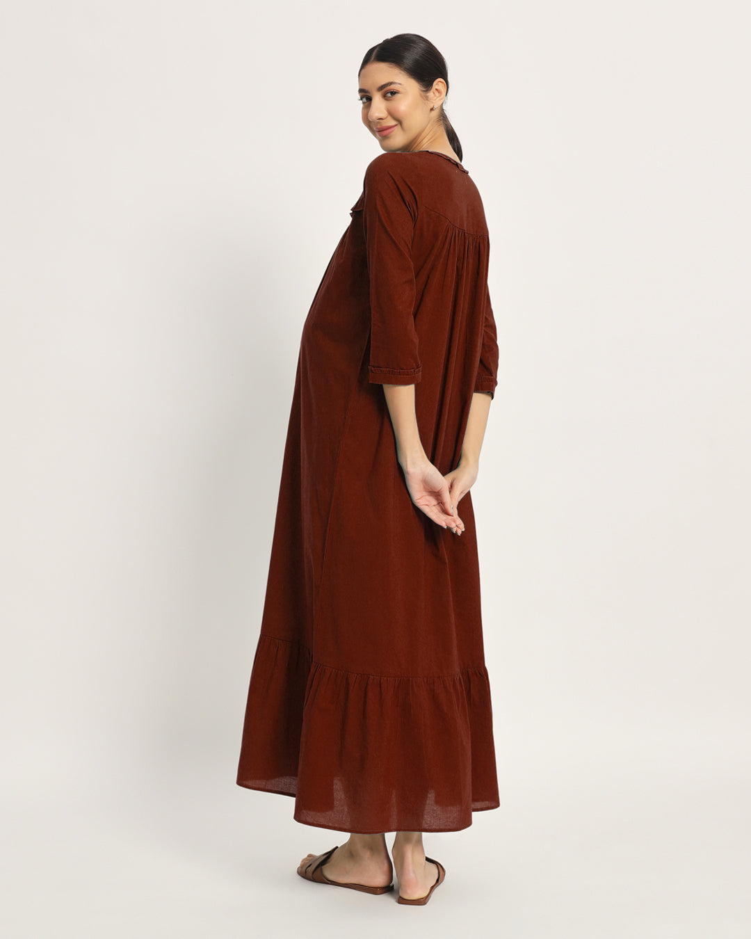 Russet Red Bella Mama Maternity & Nursing Dress