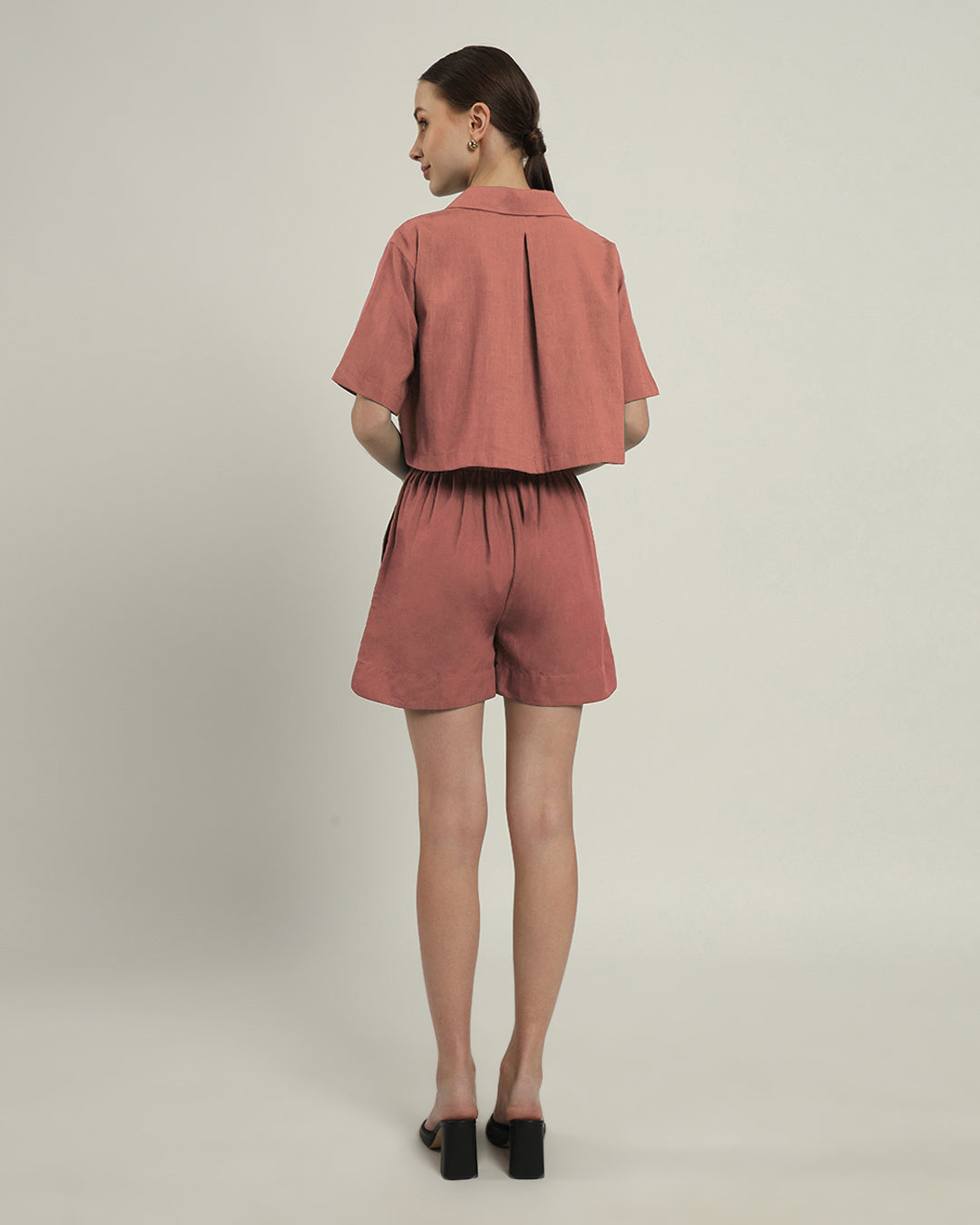 Shorts Matching Set- Ivory Pink Cityspace