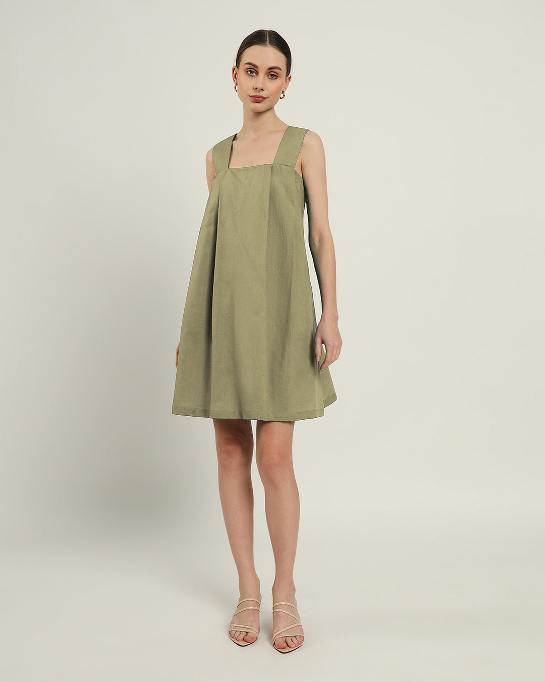 The Larissa Daisy Olive Linen Dress