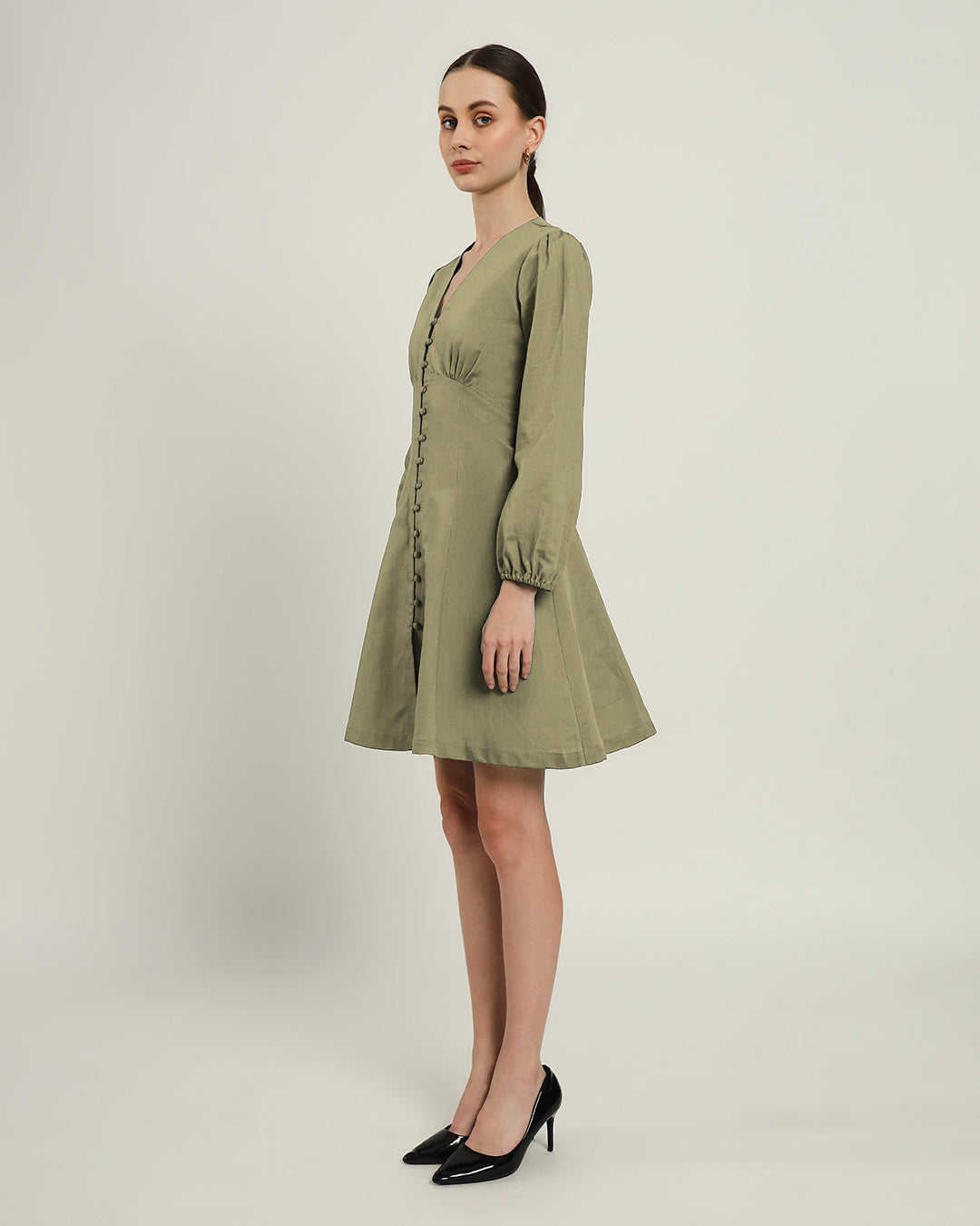 The Dafni Daisy Olive Linen Dress