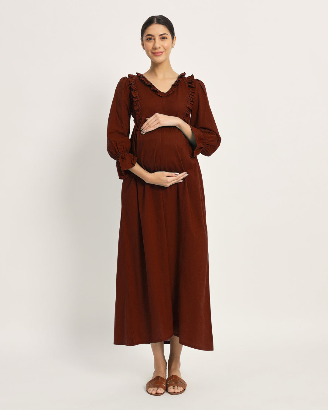 Russet Red Functional Flow Maternity & Nursing Dress