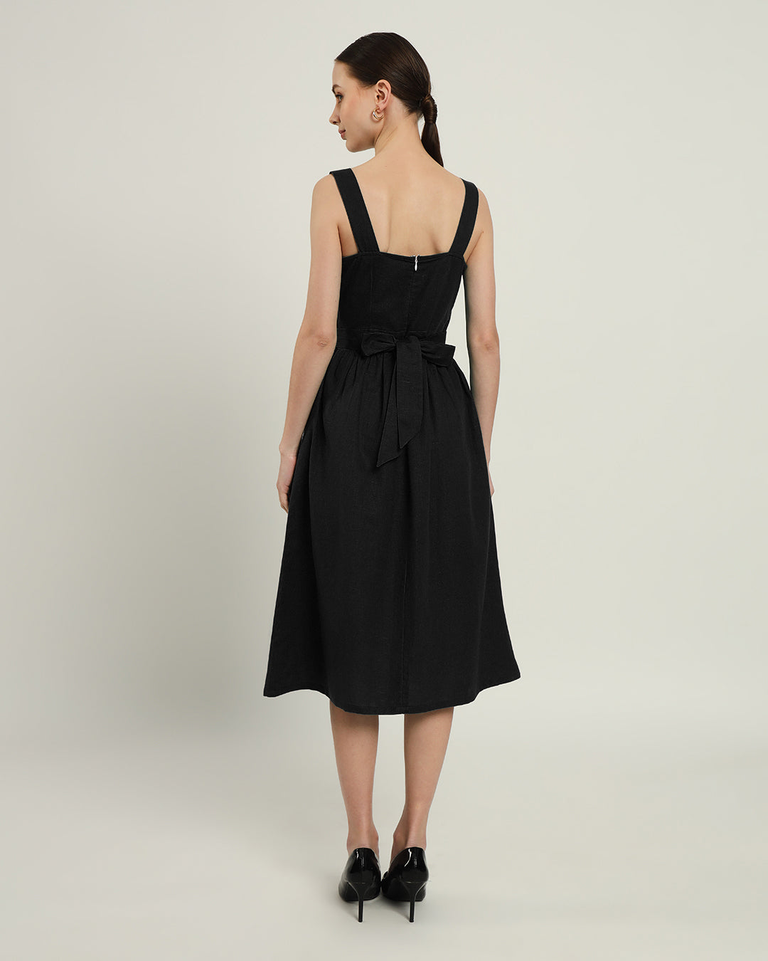 The Mihara Daisy Noir Linen Dress