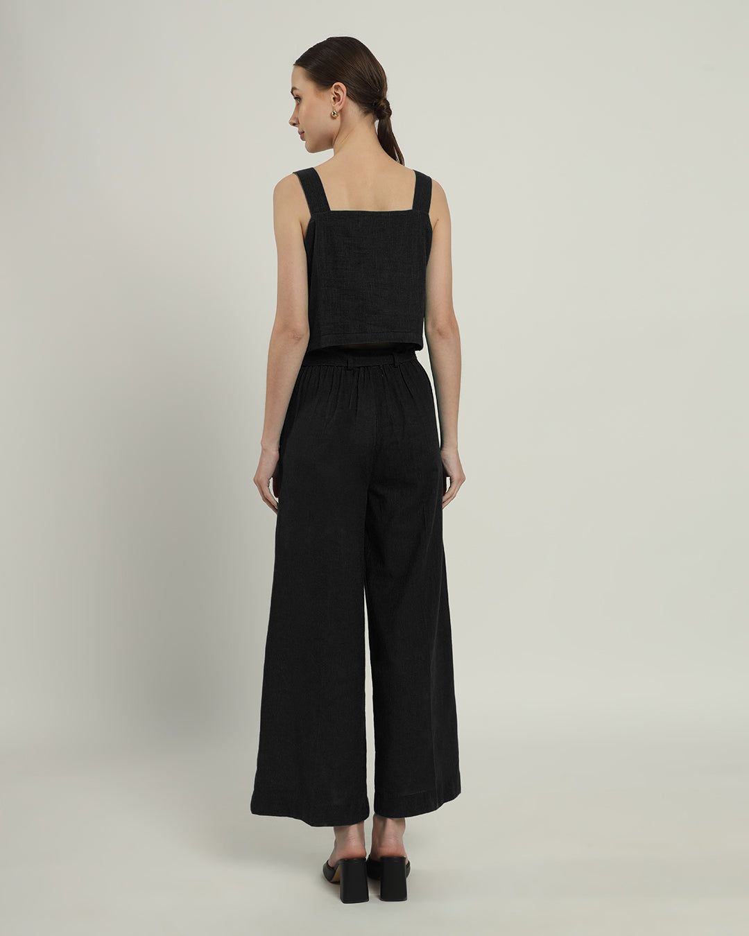 Noir Sleek Square Crop Solid Top (Without Bottoms)