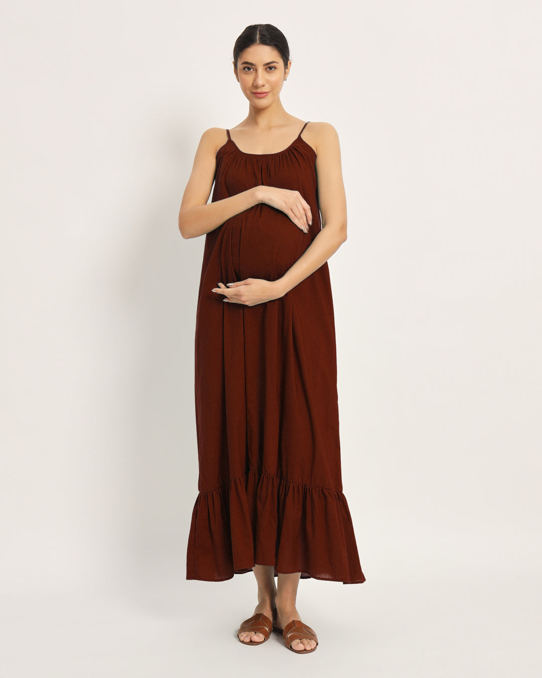 Russet Red Belly Laugh Maternity & Nursing Dress