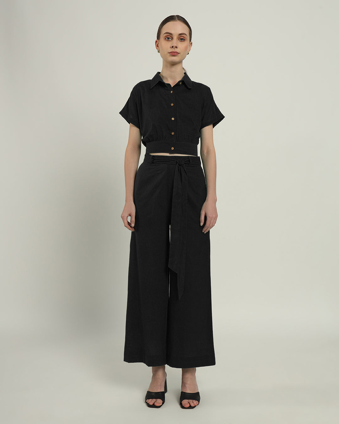 Pants Matching Set- Noir Chic Crop