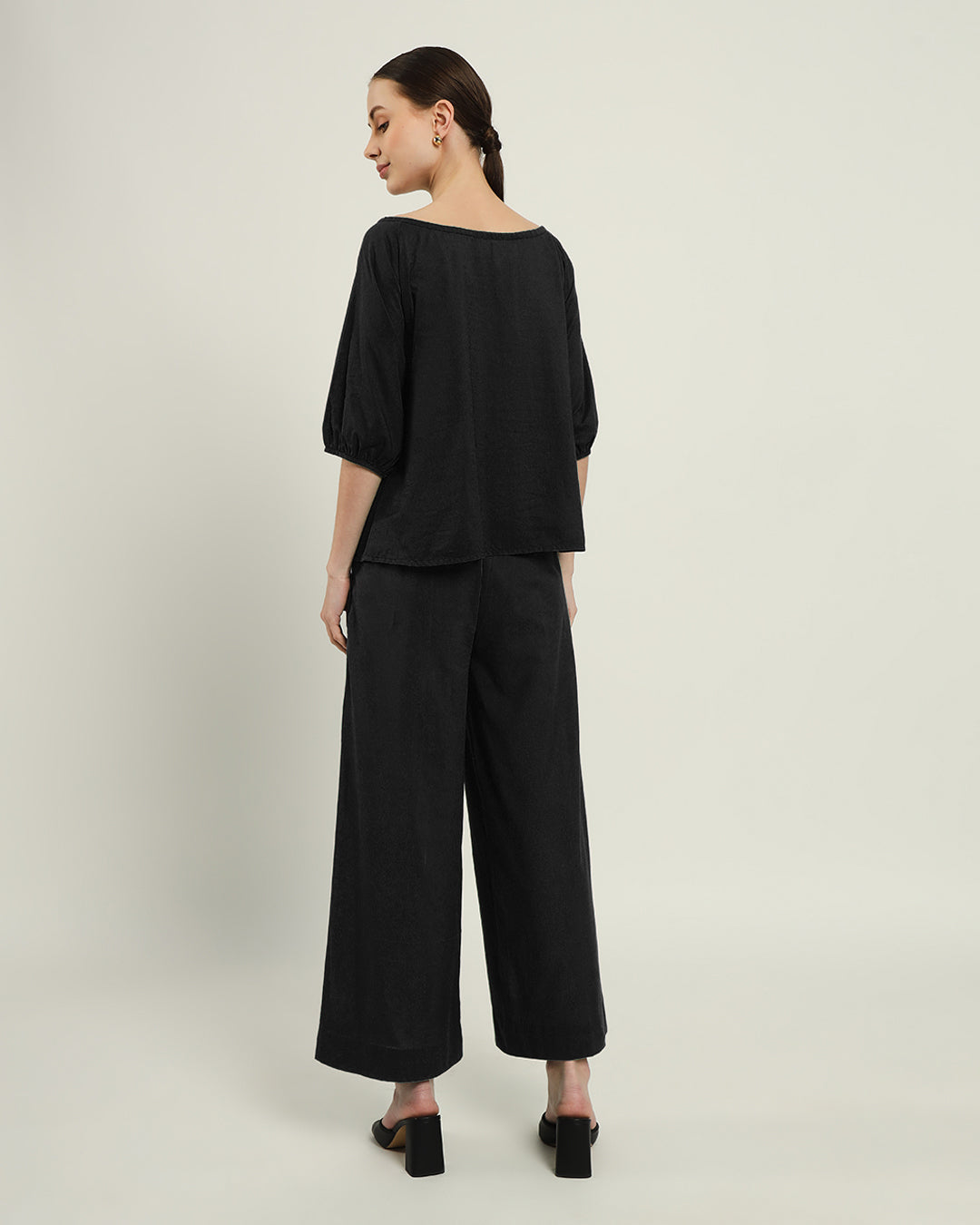 Pants Matching Set- Noir Effortless BowtNeck