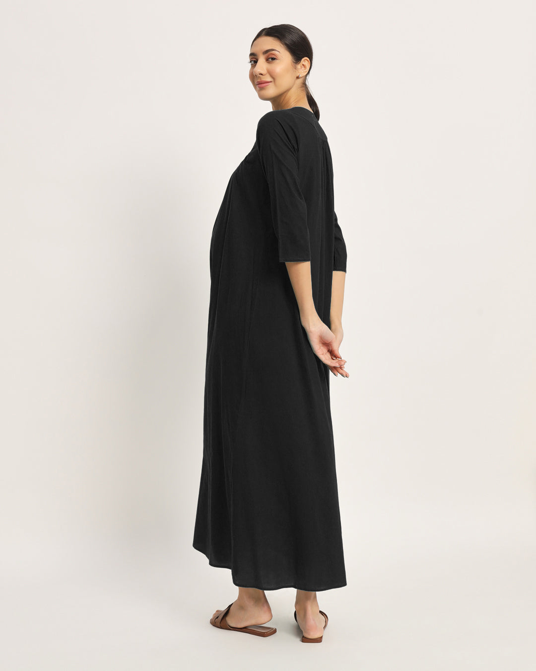 Classic Black Mommy Glow Maternity & Nursing Dress