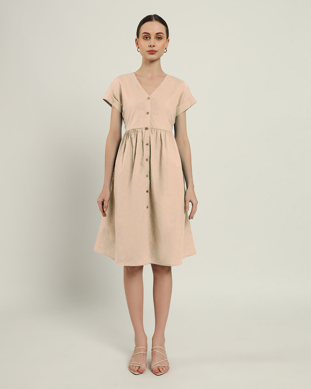 The Valence Daisy Bisque Linen Dress