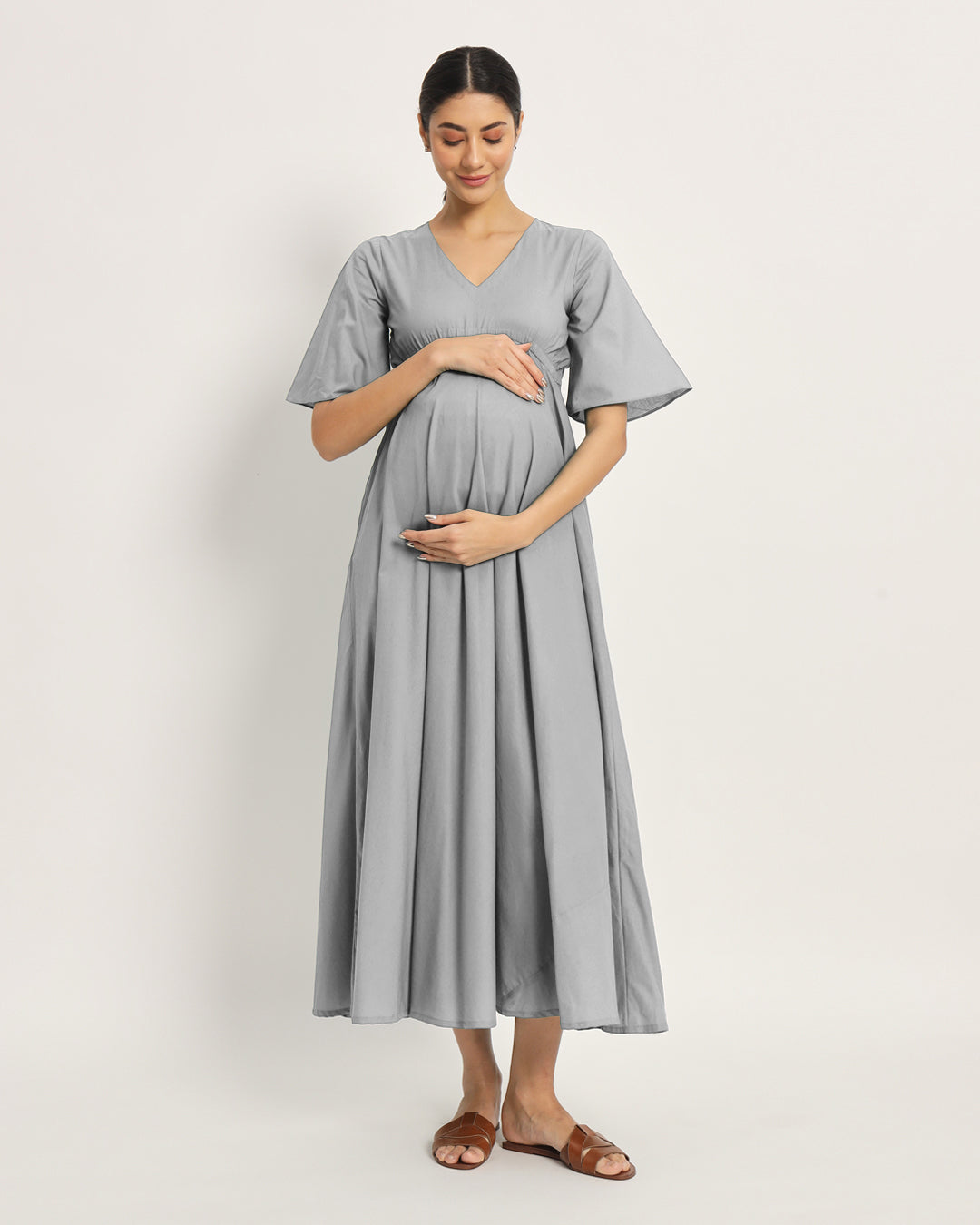 Iced Grey Life Bloom Maternity & Nursing Dress